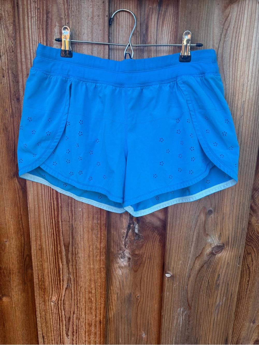 lululemon athletica Bright Blue Laser-Cut Athletic Shorts